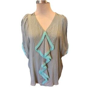 New Blue Elephant Blouse Boutique Soft Romance Flowy Ruffle Dainty Sz Medium